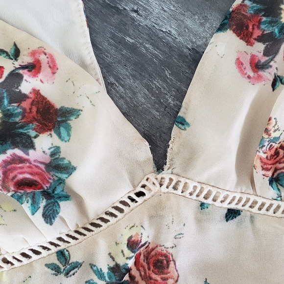 Beige Floral 1AM Babydoll Flowy Mini - Picture 3 of 4